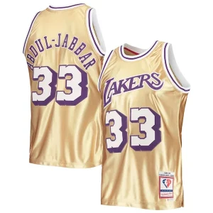 Bonito Comodo Kareem Abdul Jabbar Los Angeles Lakers 75th Anniversary 1983/84 Hardwood Classics Swingman Jersey Gold