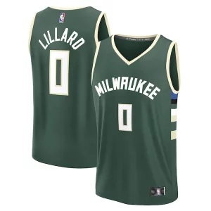 Único Damian Lillard Milwaukee Bucks Fast Break Replica Player Jersey Icon Edition Hunter Green