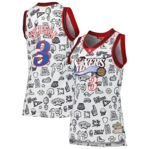 Sofisticado Allen Iverson Philadelphia 76ers Women's 2000 Doodle Swingman Jersey White