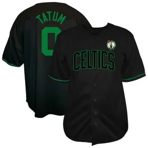 Hermoso Jayson Tatum Boston Celtics Profile Big & Tall Name & Number Button Up Jersey Black