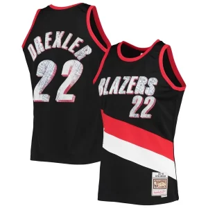 Fantástico Lujoso Clyde Drexler Portland Trail Blazers 1991/92 Hardwood Classics NBA 75th Anniversary Diamond Swingman Jersey Black