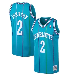 Hermoso Larry Johnson Charlotte Hornets 1992/93 Hardwood Classics Swingman Jersey Teal