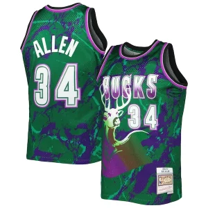 Genial Cool Ray Allen Milwaukee Bucks 1996/97 Hardwood Classics Marble Swingman Jersey Green