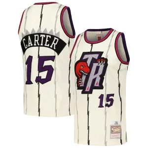 Increíble Vince Carter Toronto Raptors Chainstitch Swingman Jersey Cream