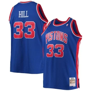 Original Perfecto Grant Hill Detroit Pistons 1995/96 Big & Tall Hardwood Classics Swingman Jersey Blue