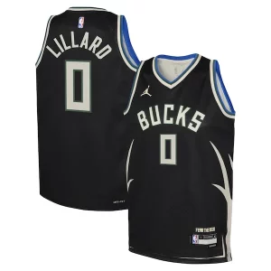 Duradero Perfecto Increíble Damian Lillard Milwaukee Bucks Jordan Brand Youth Swingman Jersey Statement Edition Black