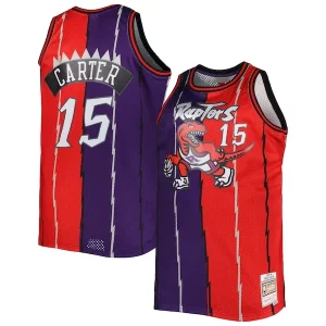 Único Hermoso Vince Carter Toronto Raptors Big & Tall Hardwood Classics 1998/99 Split Swingman Jersey Purple/Red