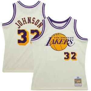 Único Magic Johnson Los Angeles Lakers Chainstitch Swingman Jersey Cream