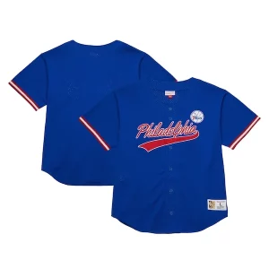 Encantador Sofisticado Philadelphia 76ers Hardwood Classics On The Clock Mesh Fashion Baseball Jersey Royal