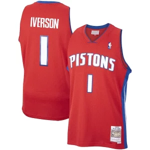 Único Versátil Allen Iverson Detroit Pistons 2008/09 Hardwood Classics Swingman Jersey Red
