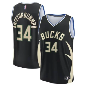 Sofisticado Moderno Genial Giannis Antetokounmpo Milwaukee Bucks Fast Break Replica Player Jersey Statement Edition Black
