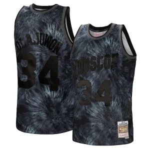 Práctico Hakeem Olajuwon Houston Rockets Hardwood Classics 1993/94 Tie Dye Swingman Jersey Black