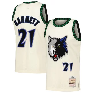 Encantador Clásico Ideal Kevin Garnett Minnesota Timberwolves Chainstitch Swingman Jersey Cream