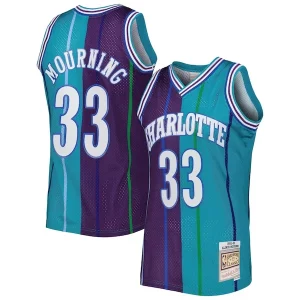 Sofisticado Estupendo Alonzo Mourning Charlotte Hornets Hardwood Classics 1992/93 Split Swingman Jersey Teal/Purple