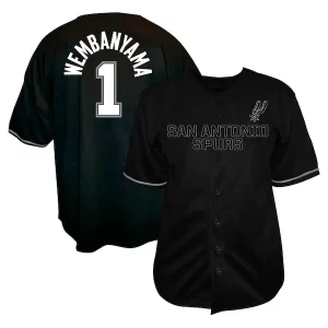 Elegante Original Victor Wembanyama San Antonio Spurs Profile Big & Tall Name & Number Button Up Jersey Black