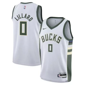 Ideal Damian Lillard Milwaukee Bucks Nike Youth Swingman Jersey Association Edition White