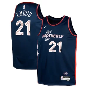 Estupendo Ideal Joel Embiid Philadelphia 76ers Nike Youth Swingman Replica Jersey City Edition Navy