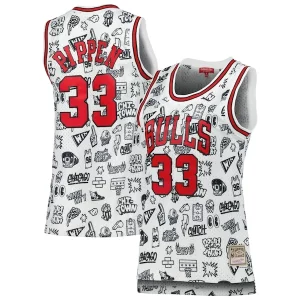 Práctico Scottie Pippen Chicago Bulls Women's 1997 Doodle Swingman Jersey White