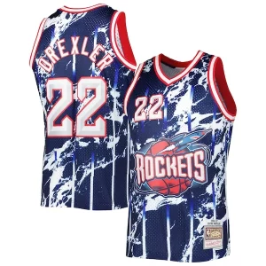 Increíble Moderno Clyde Drexler Houston Rockets 1996/97 Hardwood Classics Marble Swingman Jersey Navy