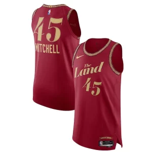 Atractivo Nike Donovan Mitchell Cleveland Cavaliers Authentic Jersey City Edition Wine
