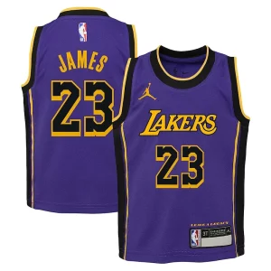 Práctico Moderno Magnífico LeBron James Los Angeles Lakers Jordan Brand Preschool 2022/23 Dri FIT Replica Jersey Statement Edition Purple