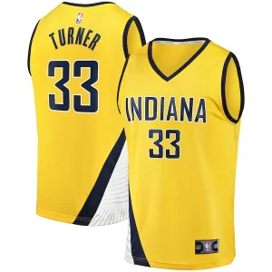 Magnífico Myles Turner Indiana Pacers Fast Break Replica Jersey Statement Edition Gold