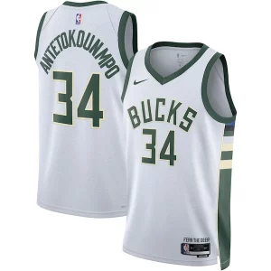 Elegante Fantástico Giannis Antetokounmpo Milwaukee Bucks Nike Unisex Swingman Jersey Association Edition White/Hunter Green