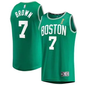 Original Elegante Jaylen Brown Boston Celtics 2024 NBA Finals Champions Fast Break Replica Player Jersey Kelly Green Icon Edition