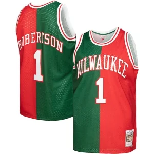 Cool Único Oscar Robertson Milwaukee Bucks Hardwood Classics 1971/72 Split Swingman Jersey Green/Red