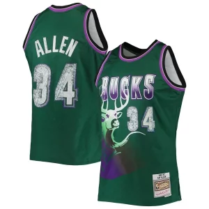 Hermoso Exquisito Ray Allen Milwaukee Bucks 1996/97 Hardwood Classics NBA 75th Anniversary Diamond Swingman Jersey Green