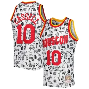 Lujoso Único Sam Cassell Houston Rockets 1993/94 Hardwood Classics Doodle Swingman Jersey White