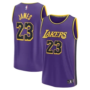 Magnífico Hermoso Cool LeBron James Los Angeles Lakers Youth Fast Break Replica Player Jersey Statement Edition Purple