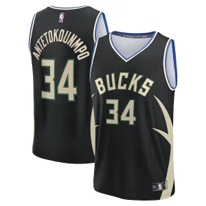 Perfecto Giannis Antetokounmpo Milwaukee Bucks Youth Fast Break Replica Player Jersey Statement Edition Black