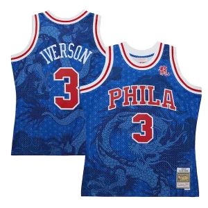 Moderno Allen Iverson Philadelphia 76ers 1996/97 Hardwood Classics Asian Heritage 6.0 Swingman Throwback Player Jersey Royal