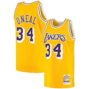 Fantástico Único Bonito Shaquille O'Neal Los Angeles Lakers 1996/97 Hardwood Classics Authentic Jersey Gold