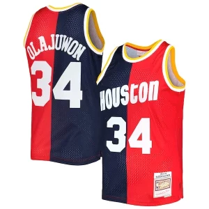 Robusto Hakeem Olajuwon Houston Rockets Hardwood Classics 1993/94 Split Swingman Jersey Navy/Red