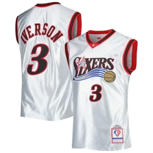 Maravilloso Hermoso Allen Iverson Philadelphia 76ers 2000/01 Hardwood Classics 75th Anniversary Swingman Jersey Platinum