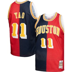 Exquisito Yao Ming Houston Rockets Hardwood Classics 2004/05 Split Swingman Jersey Navy/Red