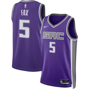 Resistente De'Aaron Fox Sacramento Kings Nike Unisex Swingman Jersey Icon Edition Purple