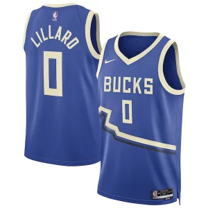 Moderno Hermoso Damian Lillard Milwaukee Bucks Nike Unisex 2024/25 Swingman Player Jersey City Edition Royal