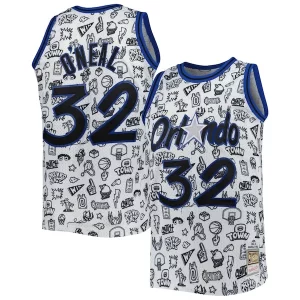 Original Fantástico Shaquille O'Neal Orlando Magic 1994/95 Hardwood Classics Doodle Swingman Jersey White