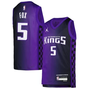 Fácil de llevar Cool Exquisito De'Aaron Fox Sacramento Kings Jordan Brand Youth Swingman Jersey Statement Edition Purple
