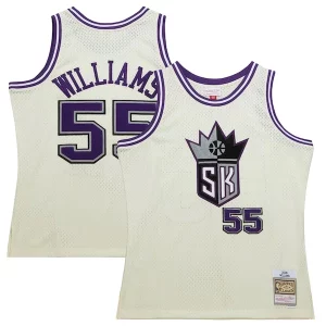 Original Increíble Jason Williams Sacramento Kings Chainstitch Swingman Jersey Cream