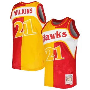 Clásico Moderno Comodo Dominique Wilkins Atlanta Hawks Hardwood Classics 1986/87 Split Swingman Jersey Yellow/Red