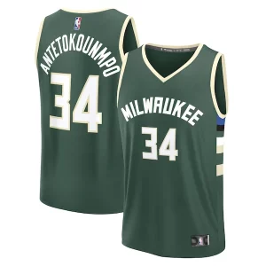 Cool Giannis Antetokounmpo Milwaukee Bucks Fast Break Replica Player Jersey Icon Edition Hunter Green