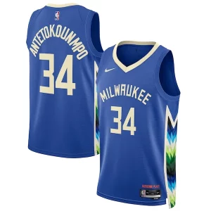 Elegante Giannis Antetokounmpo Milwaukee Bucks Nike Unisex 2022/23 Swingman Jersey City Edition Royal