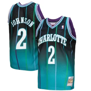 Perfecto Cool Único Larry Johnson Charlotte Hornets 1992/93 Hardwood Classics Fadeaway Swingman Player Jersey Teal/Black
