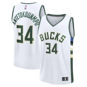 Original Giannis Antetokounmpo Milwaukee Bucks Fast Break Replica Player Jersey Association Edition White