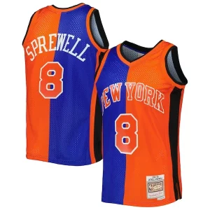 Resistente Latrell Sprewell New York Knicks Hardwood Classics 1998/99 Split Swingman Jersey Blue/Orange