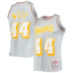 Clásico Jerry West Los Angeles Lakers 75th Anniversary 1971/72 Hardwood Classics Swingman Jersey Silver